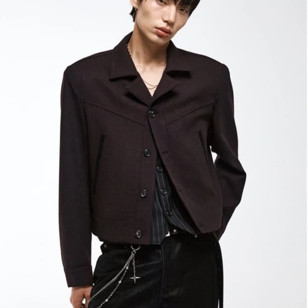 2)알렌느 헤링본 크롭 자켓