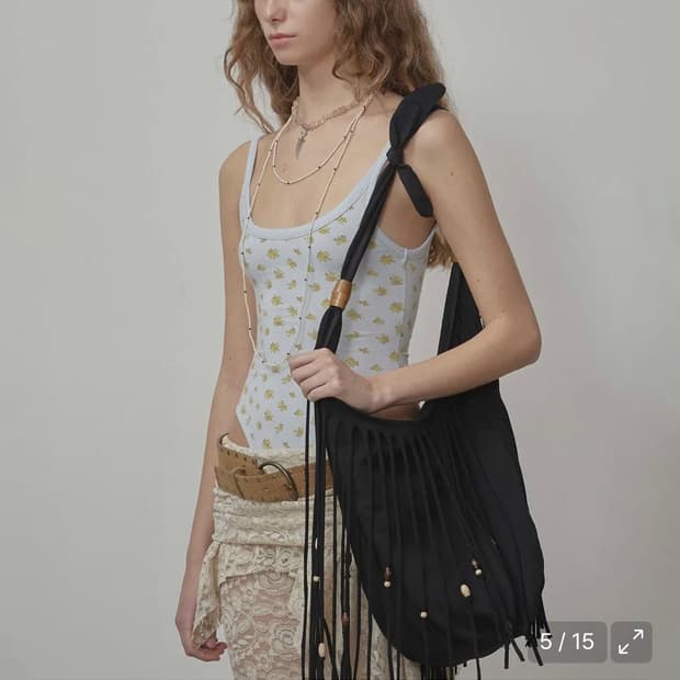 (품절템) 스컬프터 Shaggy Fringe Market Bag Blac