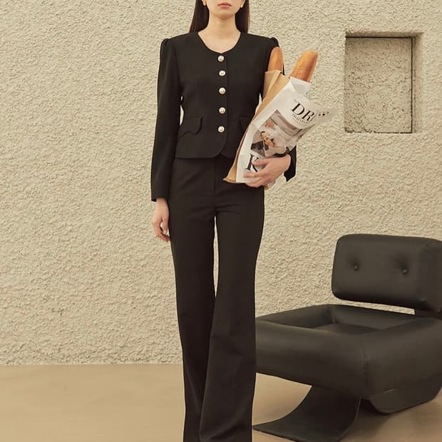 Flowoom 블랙 클래식 자켓 S