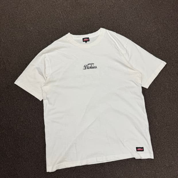 3L)디키즈 빈티지 자수 프린팅 로고 화이트 반팔