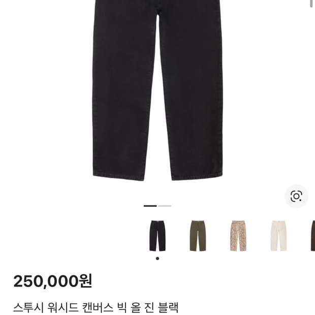 스투시 워시드 캔바사 빅 올진 블랙