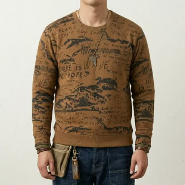 [정품] 겐조 일본한정 웨이브 그래픽 레터링 긴팔 니트 스웻셔츠 L