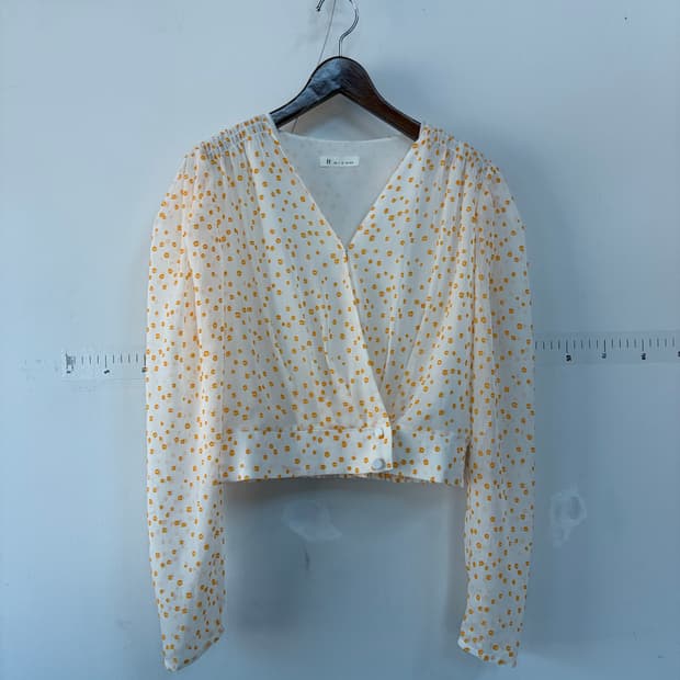 잇미샤 땡땡이 블라우스 크롭 긴팔
