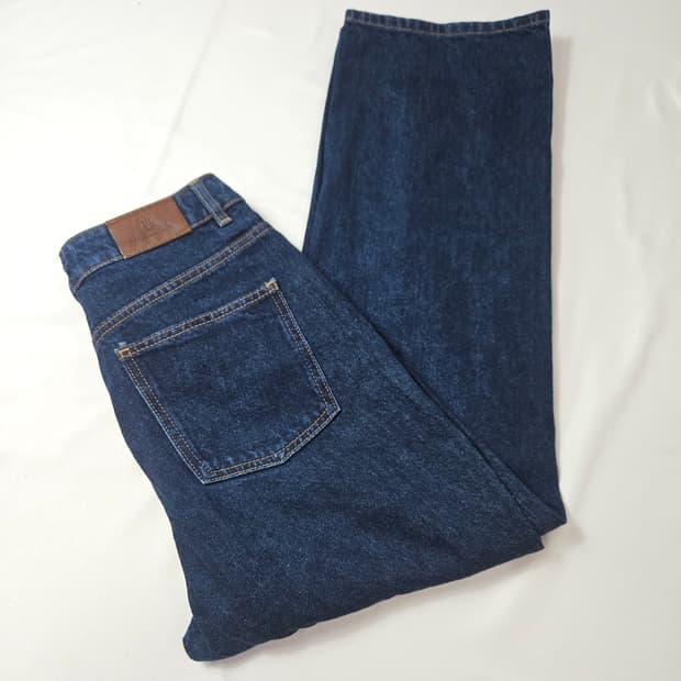 마시모두띠 가죽패치 데님팬츠 청바지 세미와이드 28