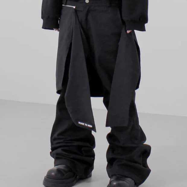 로어링라드 셔츠 지퍼 플레어 팬츠 블랙