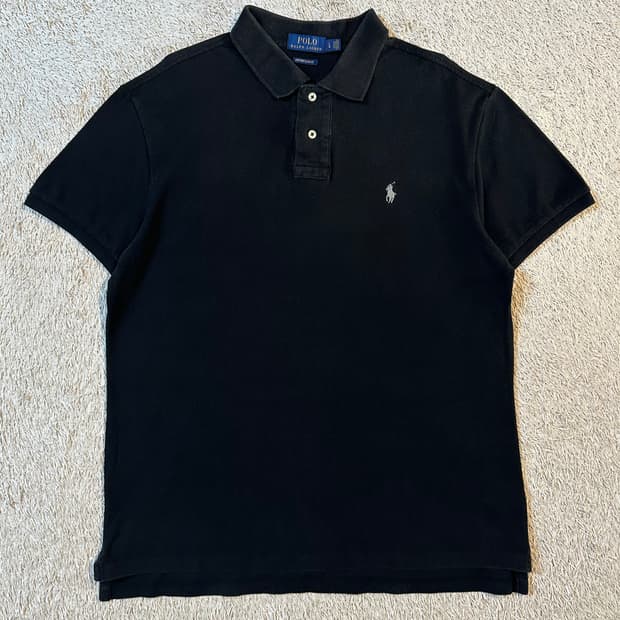 폴로 랄프로렌 신형 커스텀 슬림핏 그레이포니 반팔 카라티 블랙