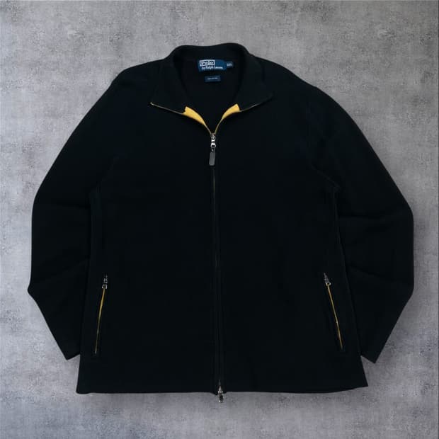 폴로 랄프 로렌 블랙 컬러 미니멀 니트 집업