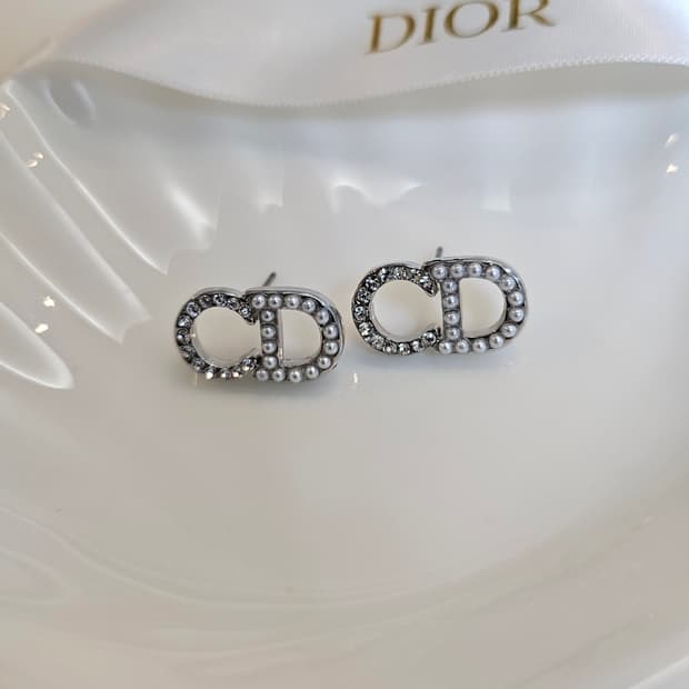 디올 진주 큐빅 은장 귀걸이 업사이클링