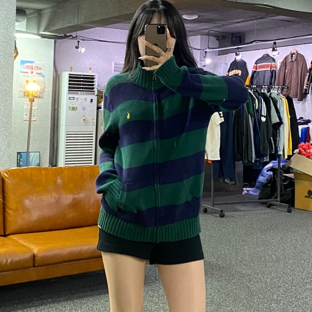 폴로 랄프로렌 스트라이프 니트 집업 B5232
