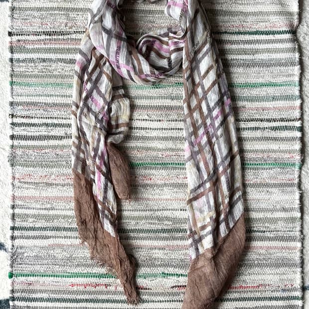Pink Brown Checkered Scarf