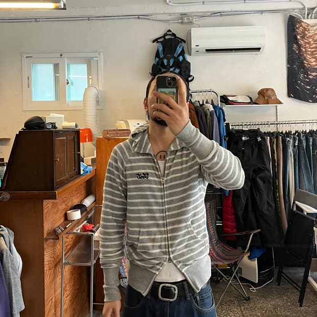 Tmt 그레이 보더 2way 후드집업