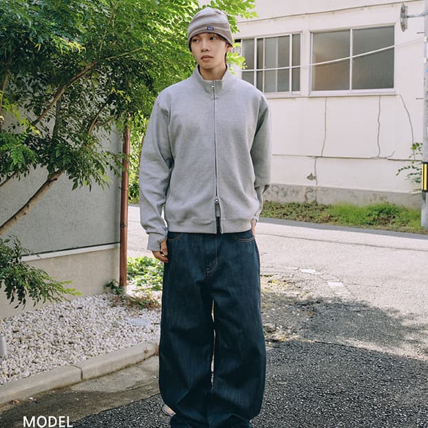 [S] 제로 풀 집 핑거 홀 스웨트 셔츠 멜란지 그레이