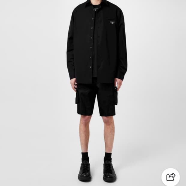 프라다 코튼 셔츠 블랙 L