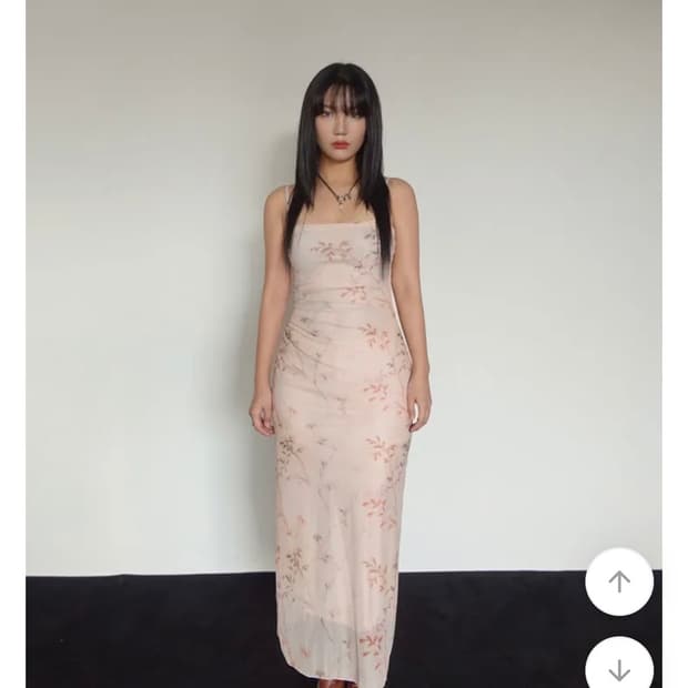 블라썸 플라워 메쉬 셔링 원피스 드레스