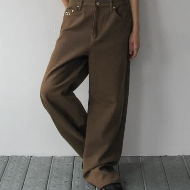 Rockcake Lettering Hide Pants - Brown S