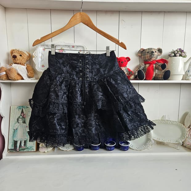 블랙 레이스 코르셋 스커트