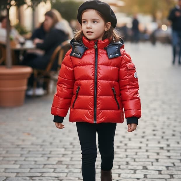 몽클레어 키즈 레드 유광 후드 다운패딩(8세/128cm)