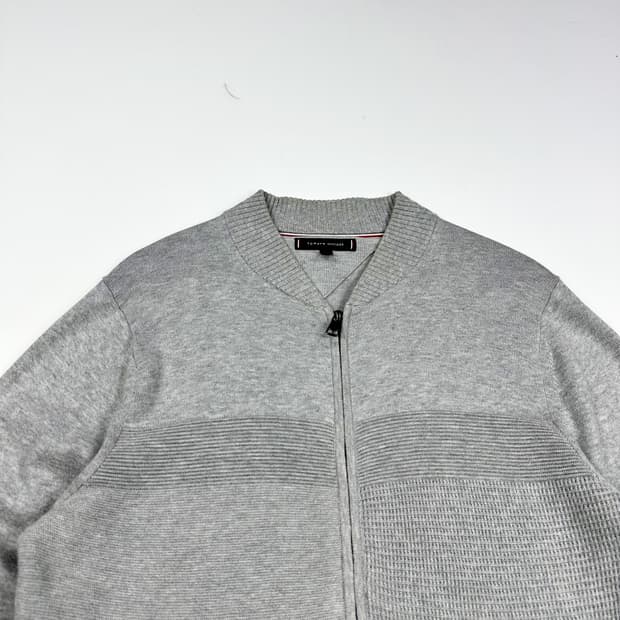 타미힐피거 플래그 그레이 니트 집업 (M)