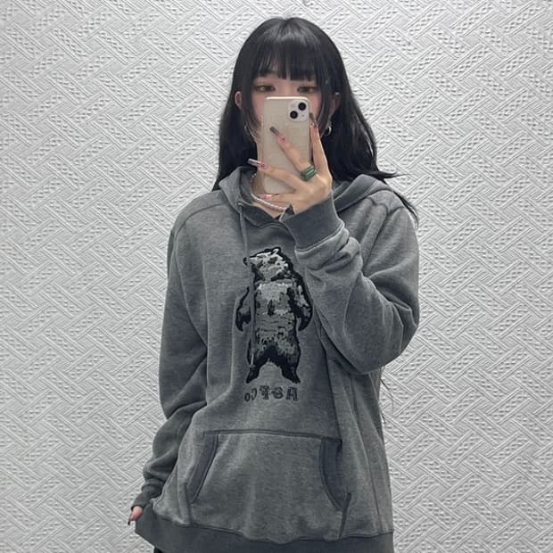 아베크롬비 올드스쿨 펑크 키치 불곰자수 후드티 XL C11753