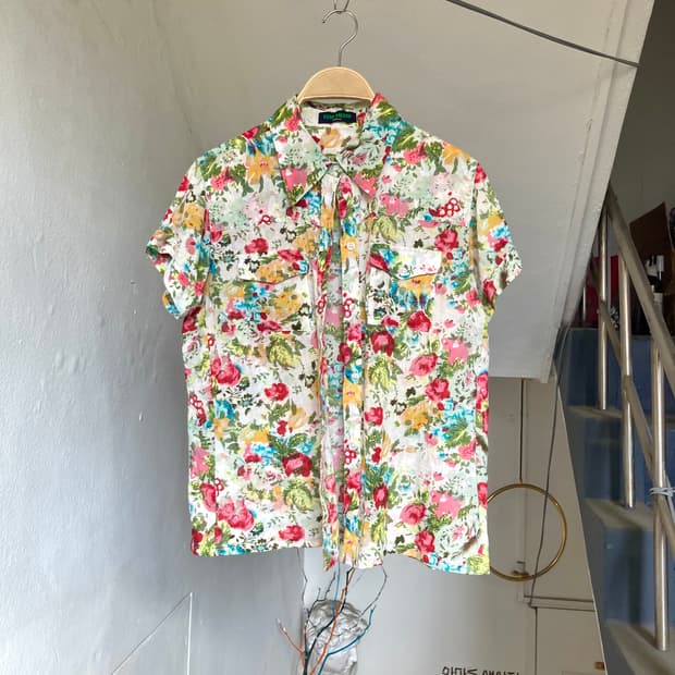 플로럴 웨스턴 거즈 코튼 셔츠