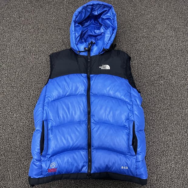 노스페이스 써밋 850 블루 덕다운 패딩조끼 L