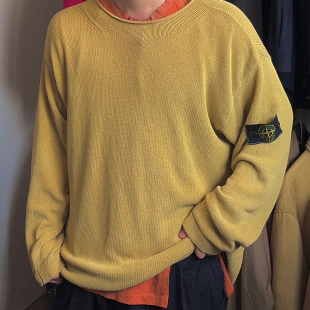 96SS 스톤아일랜드 그린엣지 배지 보트넥 니트