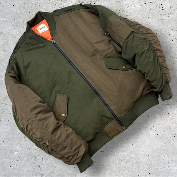 RARE 배색 봄버 자켓 카키 브라운 B262