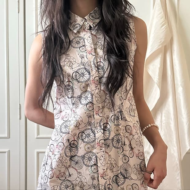 (italy fabric) Retro Bicycle Vest Dress