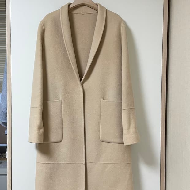 핸드메이드 연베이지 간절기 울코트 여성용 모직 일자핏