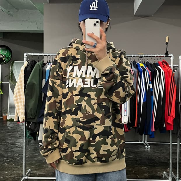 타미힐피거 카모플라주 후드 티셔츠