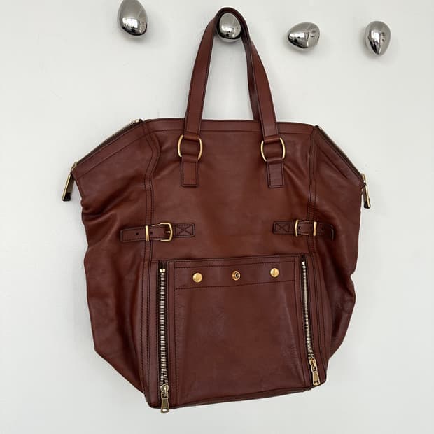 생로랑 YSL 다운타운  브라운 레더 백