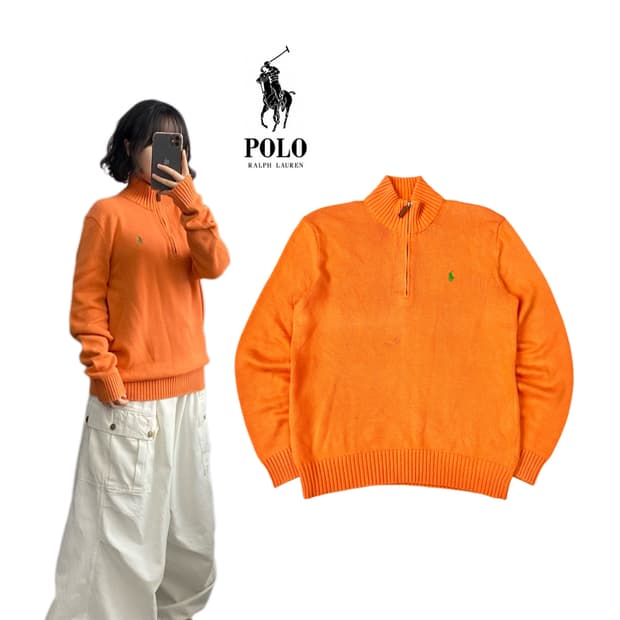 폴로 포니 아노락 반집업 니트