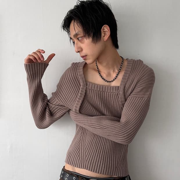 Azul by Moussy 스퀘어 넥 루지 니트