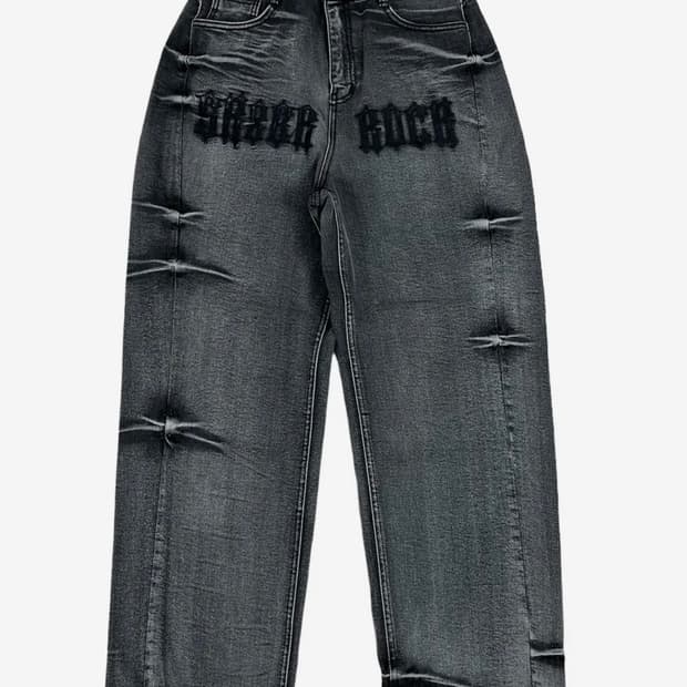 스케이터락 Embroidery Logo Denim Wide Pants