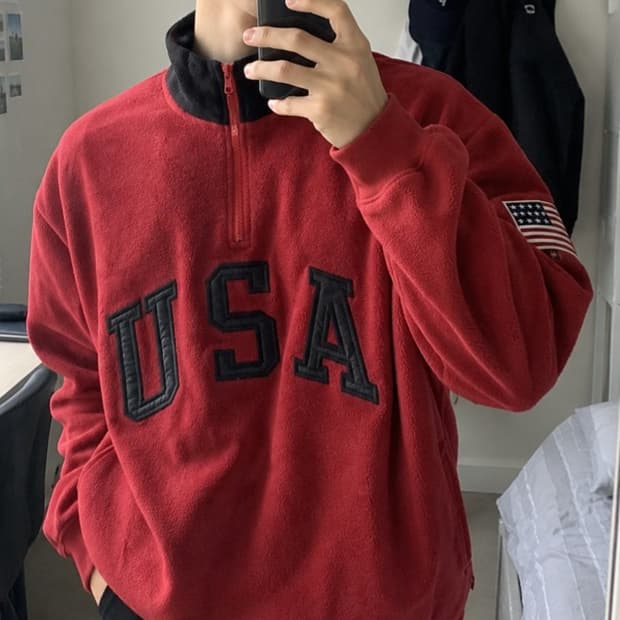 오리지날 90's 일본판 폴로랄프로렌 스포츠 USA 성조기 플리스 집업