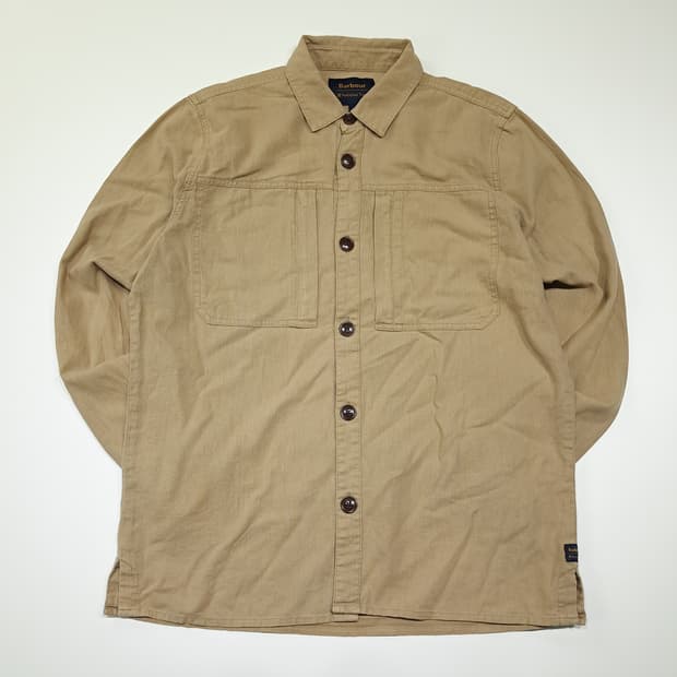 CK057 L 바버 린넨코튼 플리츠포켓 샌드브라운 셔츠 남방