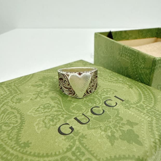 (정품/새상품) GUCCI 구찌 공용 실버 하트 링 