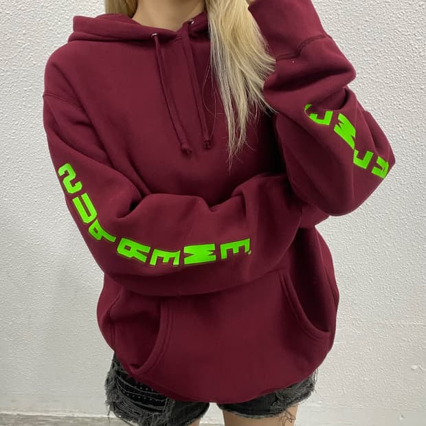 슈프림 X 안티히어로 16 SS 버건디 후드티