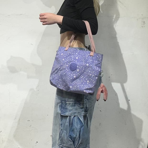 키플링 도트 연보라 땡땡이 미니 토트백 y2k 가방