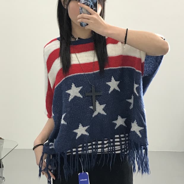 JPN 성조기 디테일 니트