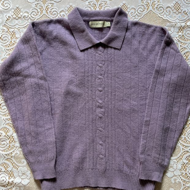 Lavender Cable Collar Knit