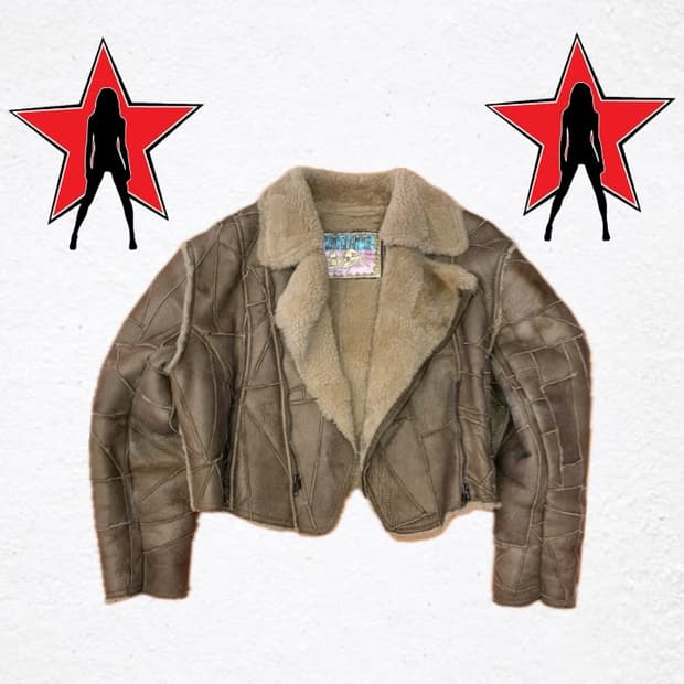 히스테릭 글래머 빈티지 패치워크 크롭 무스탕