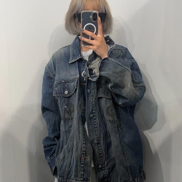 XXXL 빈티지 COOGI 쿠지 인디고 워싱 오버핏 데님 자켓 