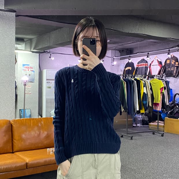 폴로 랄프로렌 네이비 꽈배기 니트 B4645