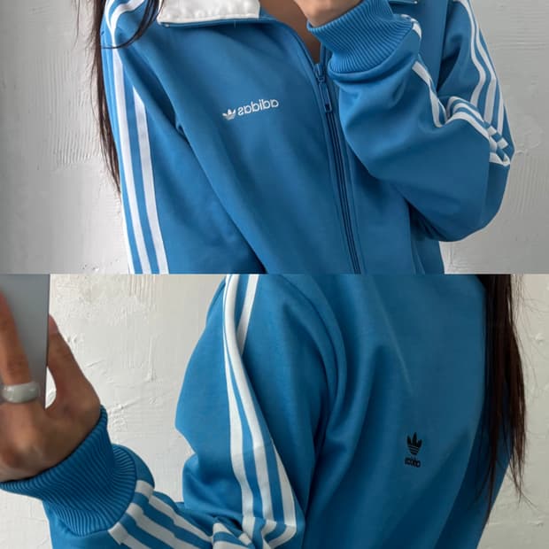 Adidas 아디다스 00’s 블루 화이트 카라 베켄바우어 트랙탑