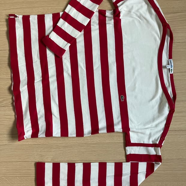 라코스테 스트라이프 면티