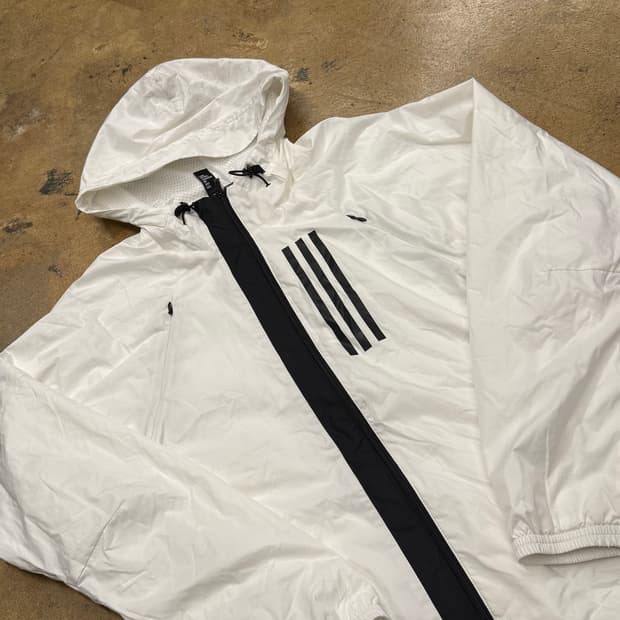 [정품/XL] 아디다스 화이트 바람막이 후드 자켓 b15