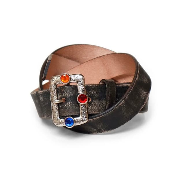 [os] 캐피탈 오일드 레더 잼스톤 벨트