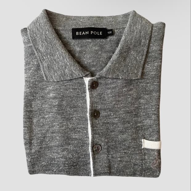 [빈폴(BEAN POLE)]남성 반팔 칼라넥 니트 (그레이/100)