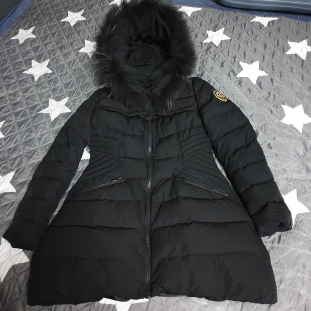 에고이스트 슬림핏 라쿤퍼 덕다운 패딩 블랙 (55)